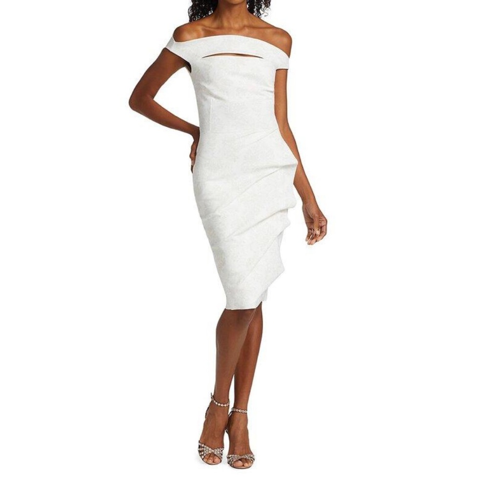 Chiara Boni Dress NWT Melania Off The Shoulder Damask Print Dress 12 US